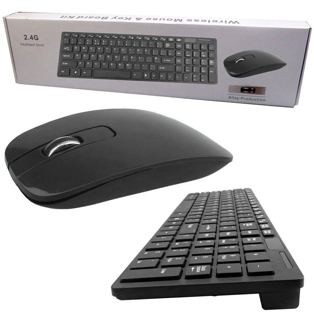Black Wireless Mini Ultra Slim Keyboard and Mouse For Easy Smart TV Contol for Sony KDL-60R520A Smart TV